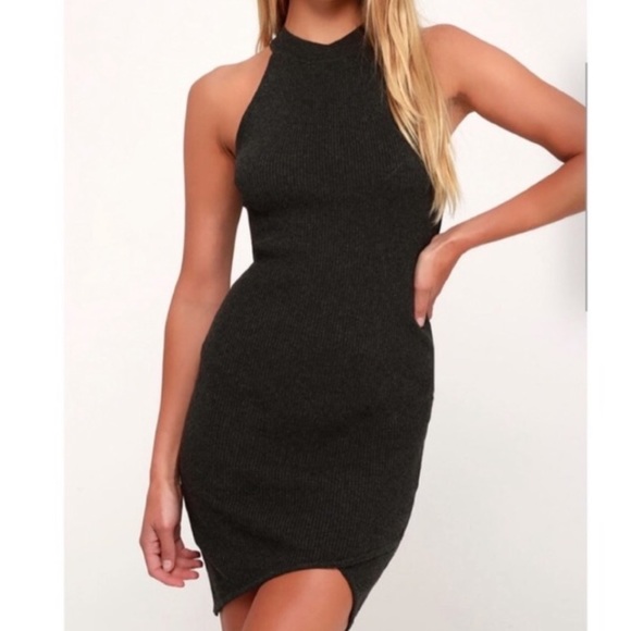 Grey ribbed bodycon dress - Picture 3 of 7